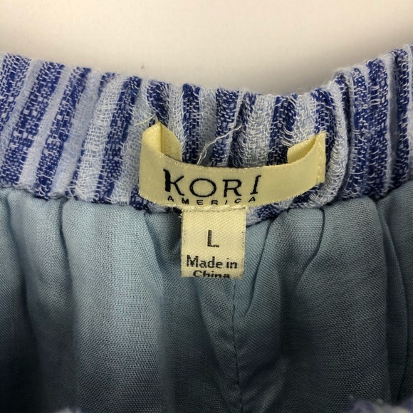 Kori America Blue Striped Off The Shoulder Dress - Picture 5 of 6